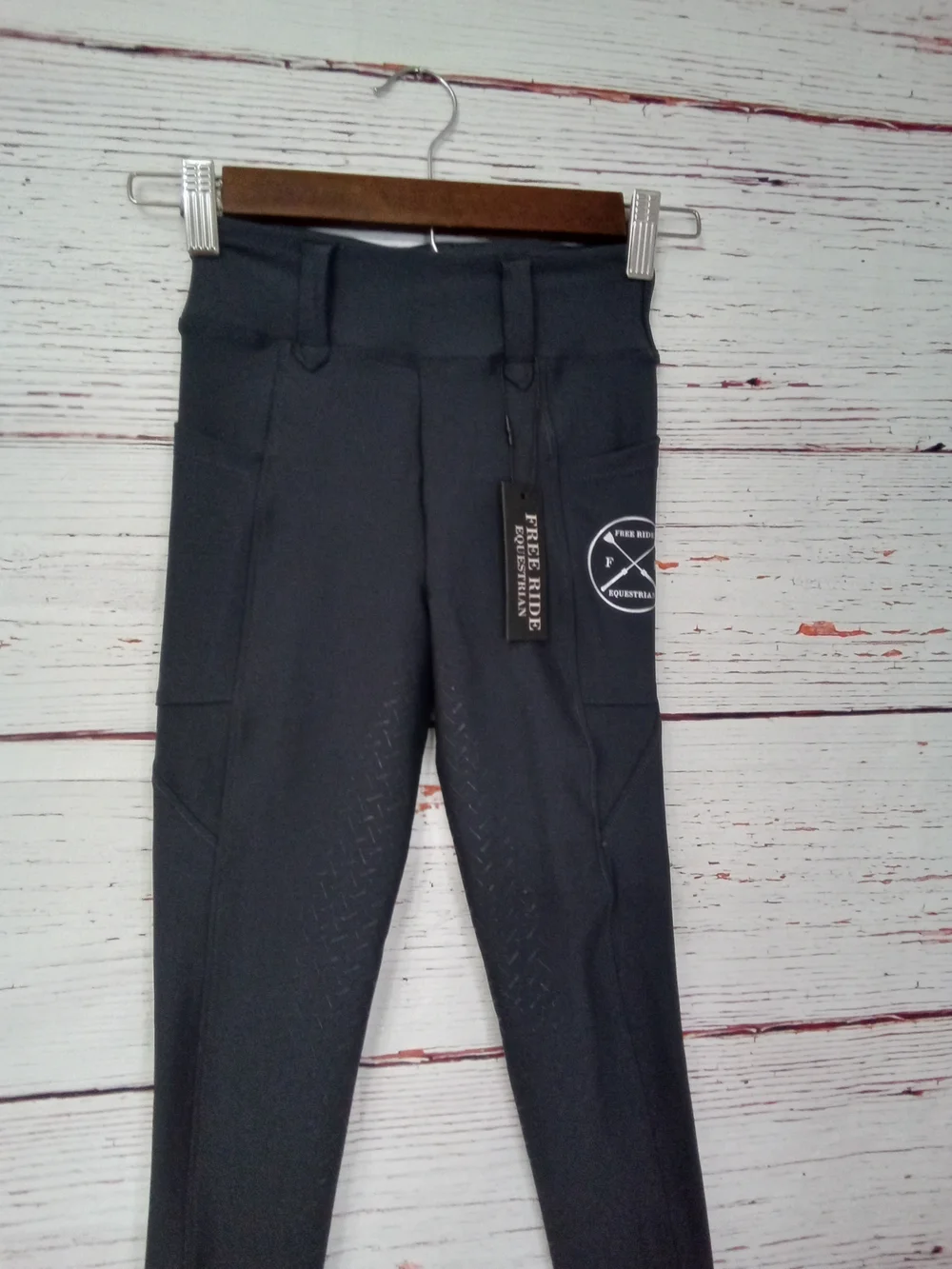 NWT Free Ride Equestrian Kids Full Seat Riding Breeches Black Size 8-9